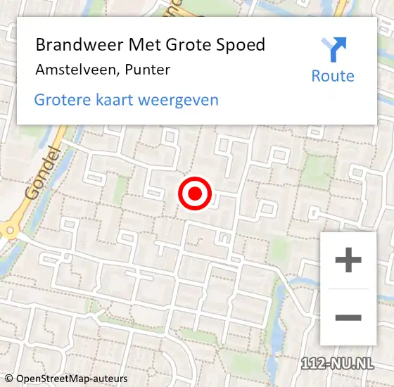 Locatie op kaart van de 112 melding: Brandweer Met Grote Spoed Naar Amstelveen, Punter op 19 mei 2024 16:07