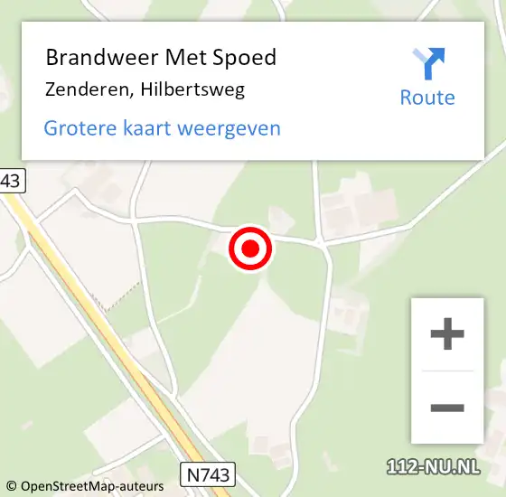 Locatie op kaart van de 112 melding: Brandweer Met Spoed Naar Zenderen, Hilbertsweg op 19 mei 2024 16:21