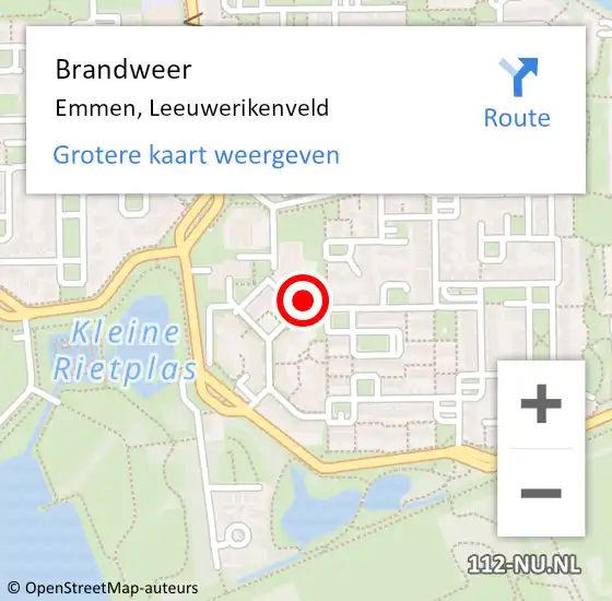 Locatie op kaart van de 112 melding: Brandweer Emmen, Leeuwerikenveld op 19 mei 2024 16:25