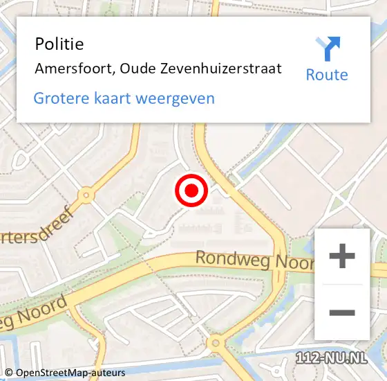 Locatie op kaart van de 112 melding: Politie Amersfoort, Oude Zevenhuizerstraat op 19 mei 2024 16:29