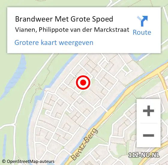 Locatie op kaart van de 112 melding: Brandweer Met Grote Spoed Naar Vianen, Philippote van der Marckstraat op 19 mei 2024 16:30