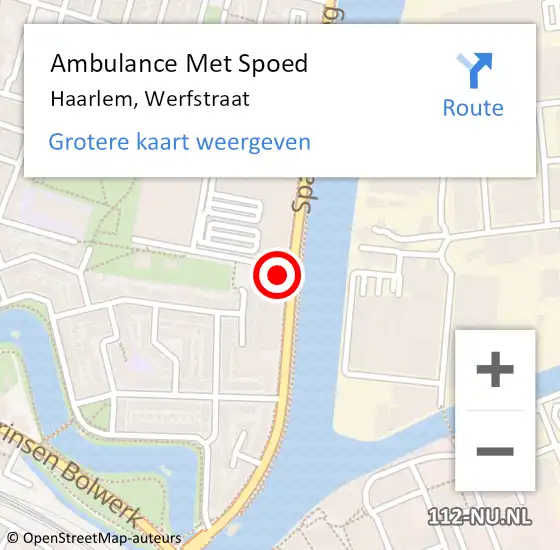 Locatie op kaart van de 112 melding: Ambulance Met Spoed Naar Haarlem, Werfstraat op 19 mei 2024 16:30