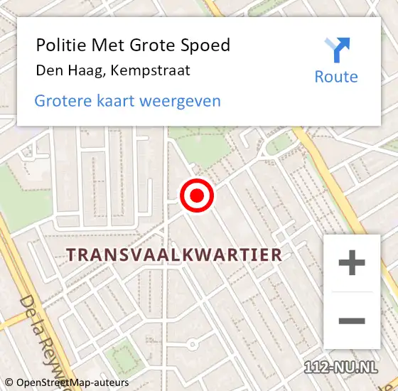 Locatie op kaart van de 112 melding: Politie Met Grote Spoed Naar Den Haag, Kempstraat op 19 mei 2024 16:31