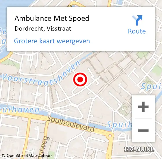 Locatie op kaart van de 112 melding: Ambulance Met Spoed Naar Dordrecht, Visstraat op 19 mei 2024 16:36