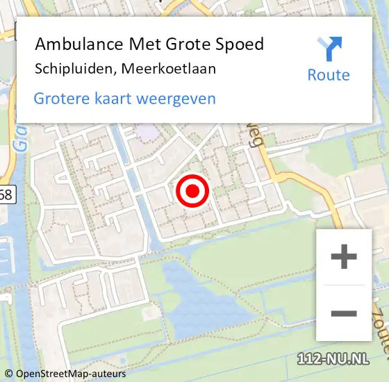Locatie op kaart van de 112 melding: Ambulance Met Grote Spoed Naar Schipluiden, Meerkoetlaan op 19 mei 2024 16:43
