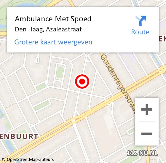 Locatie op kaart van de 112 melding: Ambulance Met Spoed Naar Den Haag, Azaleastraat op 19 mei 2024 16:47
