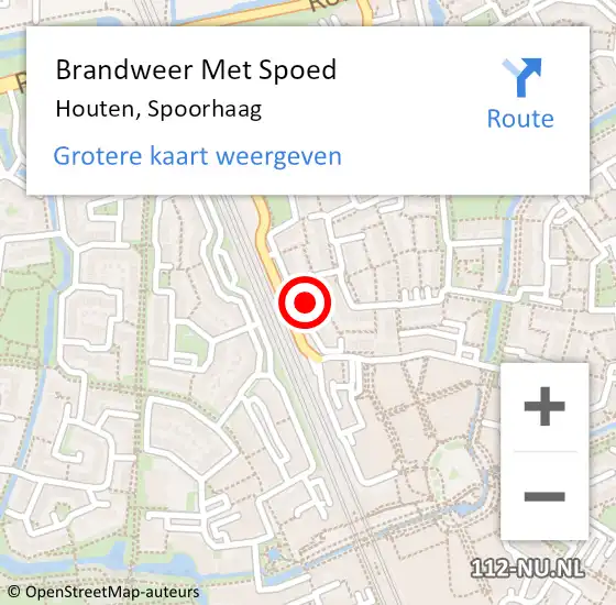 Locatie op kaart van de 112 melding: Brandweer Met Spoed Naar Houten, Spoorhaag op 19 mei 2024 16:47