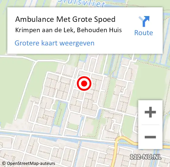 Locatie op kaart van de 112 melding: Ambulance Met Grote Spoed Naar Krimpen aan de Lek, Behouden Huis op 19 mei 2024 16:54