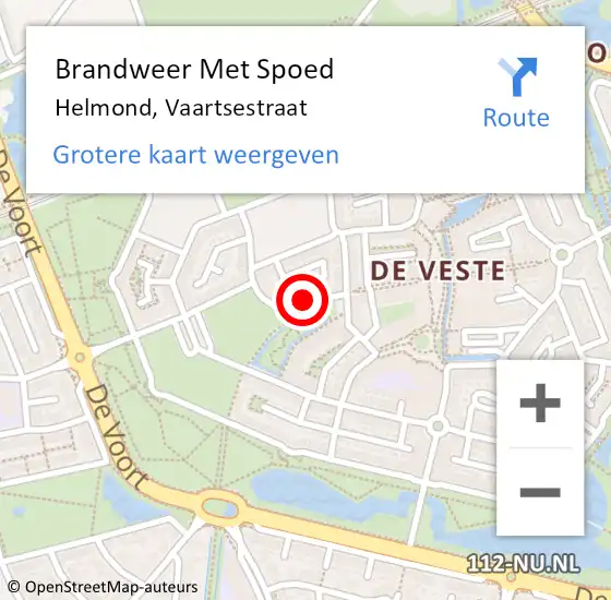 Locatie op kaart van de 112 melding: Brandweer Met Spoed Naar Helmond, Vaartsestraat op 19 mei 2024 16:55