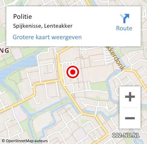 Locatie op kaart van de 112 melding: Politie Spijkenisse, Lenteakker op 19 mei 2024 16:58
