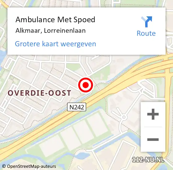 Locatie op kaart van de 112 melding: Ambulance Met Spoed Naar Alkmaar, Lorreinenlaan op 19 mei 2024 17:00