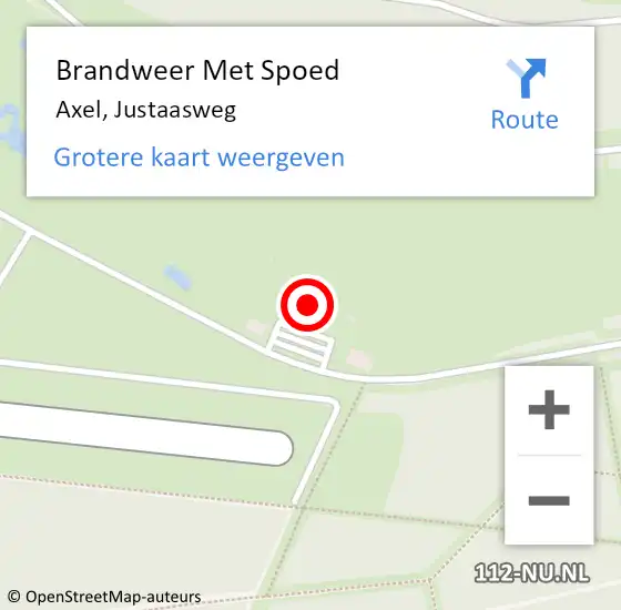 Locatie op kaart van de 112 melding: Brandweer Met Spoed Naar Axel, Justaasweg op 19 mei 2024 17:11