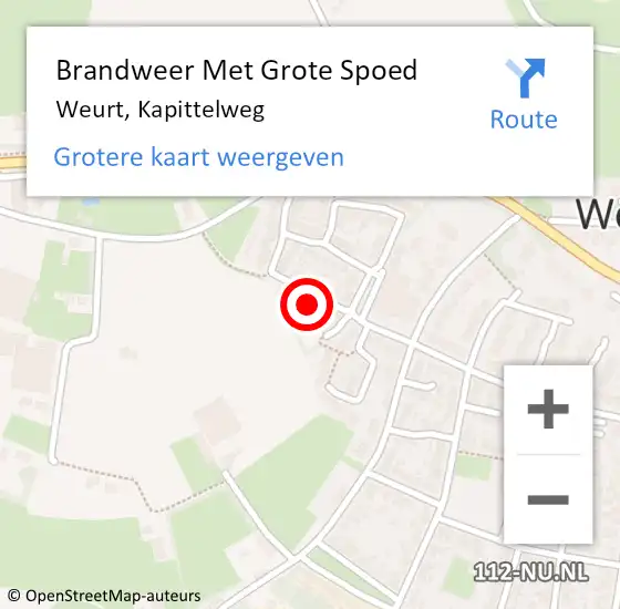 Locatie op kaart van de 112 melding: Brandweer Met Grote Spoed Naar Weurt, Kapittelweg op 19 mei 2024 17:25