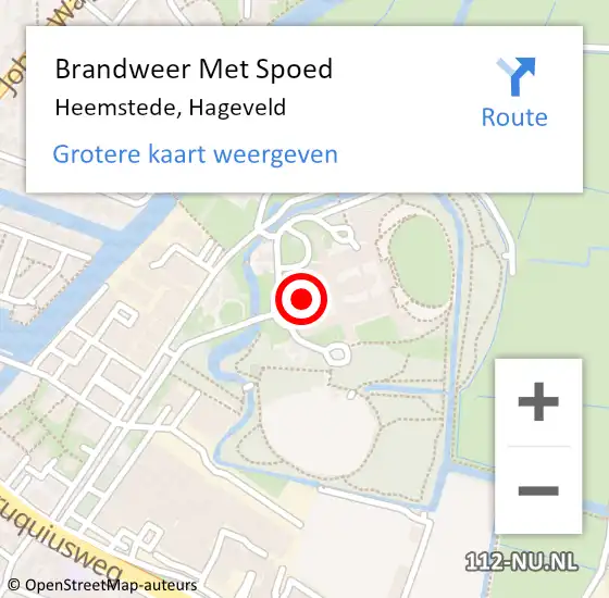 Locatie op kaart van de 112 melding: Brandweer Met Spoed Naar Heemstede, Hageveld op 19 mei 2024 17:25