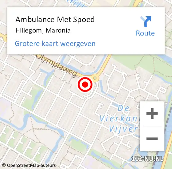 Locatie op kaart van de 112 melding: Ambulance Met Spoed Naar Hillegom, Maronia op 19 mei 2024 17:26