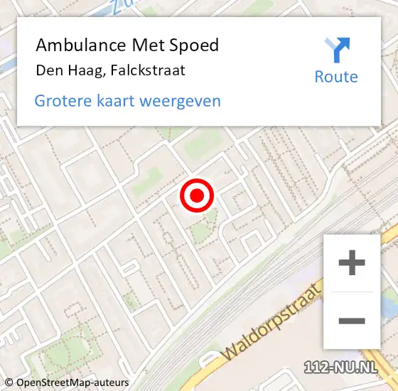 Locatie op kaart van de 112 melding: Ambulance Met Spoed Naar Den Haag, Falckstraat op 19 mei 2024 17:30