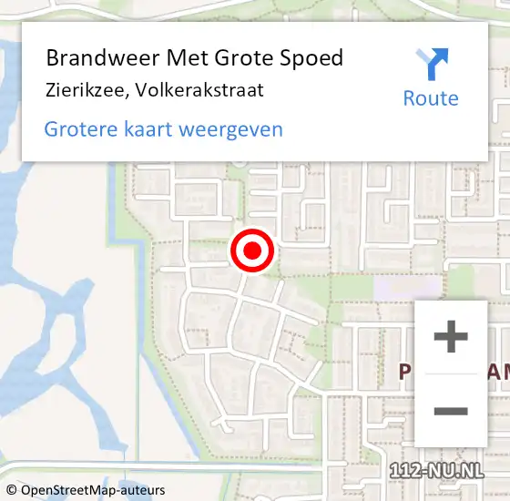 Locatie op kaart van de 112 melding: Brandweer Met Grote Spoed Naar Zierikzee, Volkerakstraat op 19 mei 2024 17:33