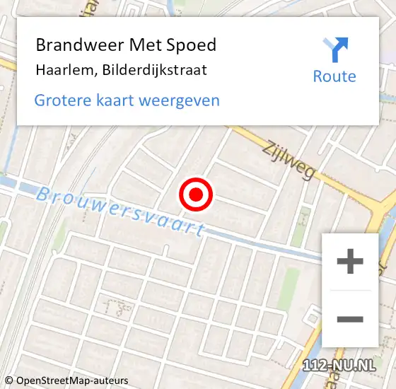 Locatie op kaart van de 112 melding: Brandweer Met Spoed Naar Haarlem, Bilderdijkstraat op 19 mei 2024 17:35