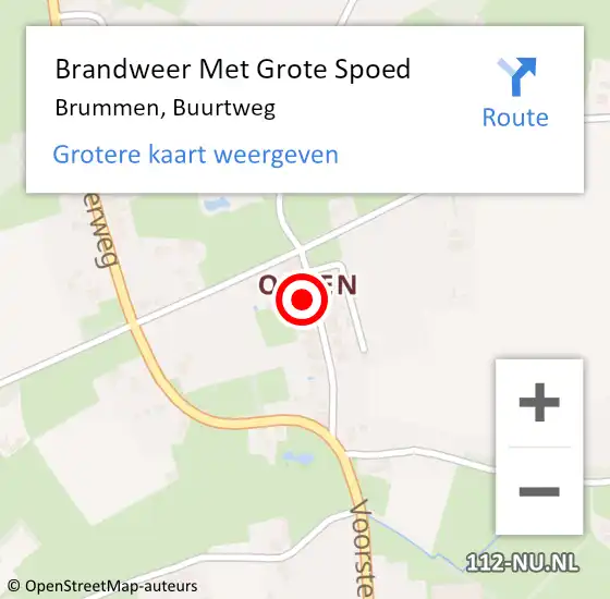 Locatie op kaart van de 112 melding: Brandweer Met Grote Spoed Naar Brummen, Buurtweg op 19 mei 2024 17:36