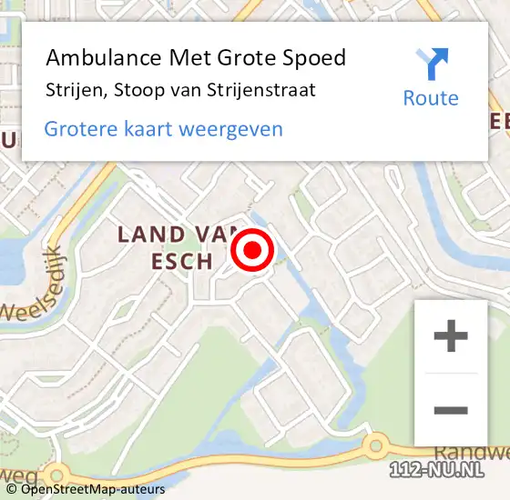 Locatie op kaart van de 112 melding: Ambulance Met Grote Spoed Naar Strijen, Stoop van Strijenstraat op 19 mei 2024 17:40