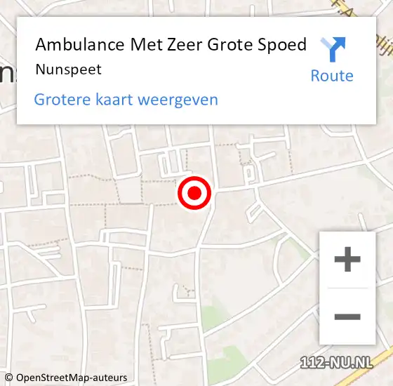 Locatie op kaart van de 112 melding: Ambulance Met Zeer Grote Spoed Naar Nunspeet op 19 mei 2024 17:42