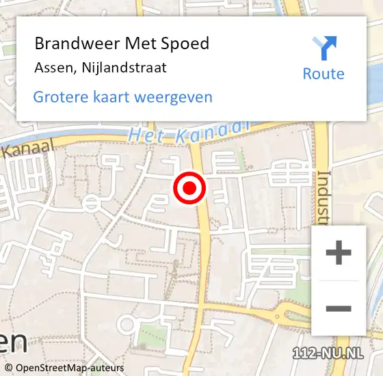 Locatie op kaart van de 112 melding: Brandweer Met Spoed Naar Assen, Nijlandstraat op 19 mei 2024 17:42
