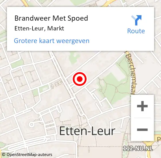 Locatie op kaart van de 112 melding: Brandweer Met Spoed Naar Etten-Leur, Markt op 19 mei 2024 17:51