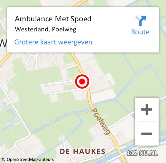 Locatie op kaart van de 112 melding: Ambulance Met Spoed Naar Westerland, Poelweg op 19 mei 2024 17:55