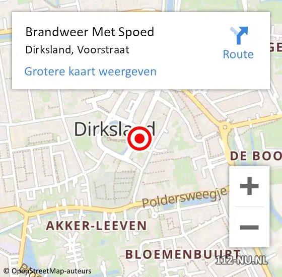 Locatie op kaart van de 112 melding: Brandweer Met Spoed Naar Dirksland, Voorstraat op 19 mei 2024 17:58