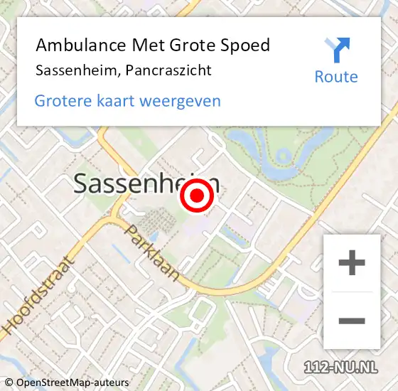 Locatie op kaart van de 112 melding: Ambulance Met Grote Spoed Naar Sassenheim, Pancraszicht op 19 mei 2024 18:01