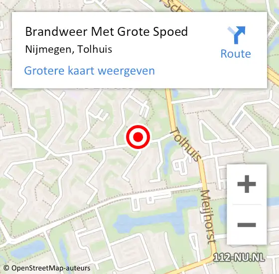 Locatie op kaart van de 112 melding: Brandweer Met Grote Spoed Naar Nijmegen, Tolhuis op 19 mei 2024 18:04