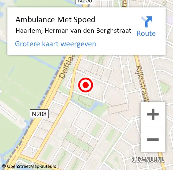 Locatie op kaart van de 112 melding: Ambulance Met Spoed Naar Haarlem, Herman van den Berghstraat op 19 mei 2024 18:05