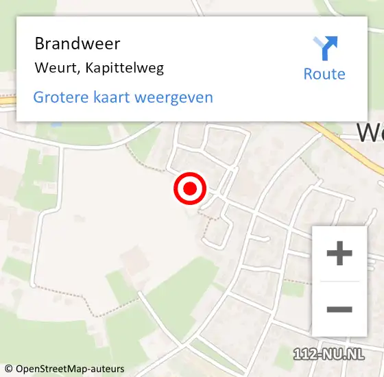 Locatie op kaart van de 112 melding: Brandweer Weurt, Kapittelweg op 19 mei 2024 18:05