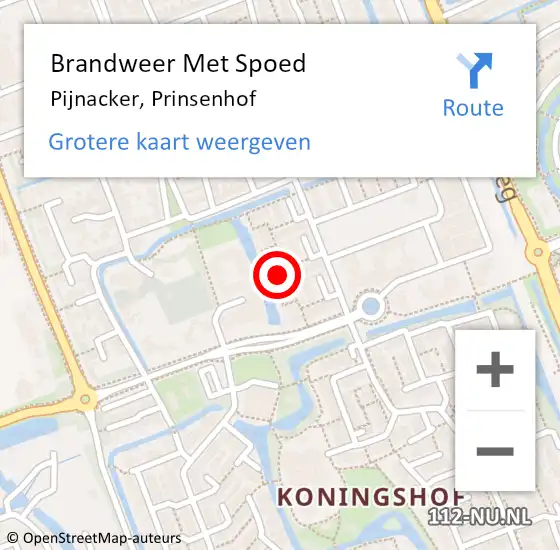 Locatie op kaart van de 112 melding: Brandweer Met Spoed Naar Pijnacker, Prinsenhof op 19 mei 2024 18:08