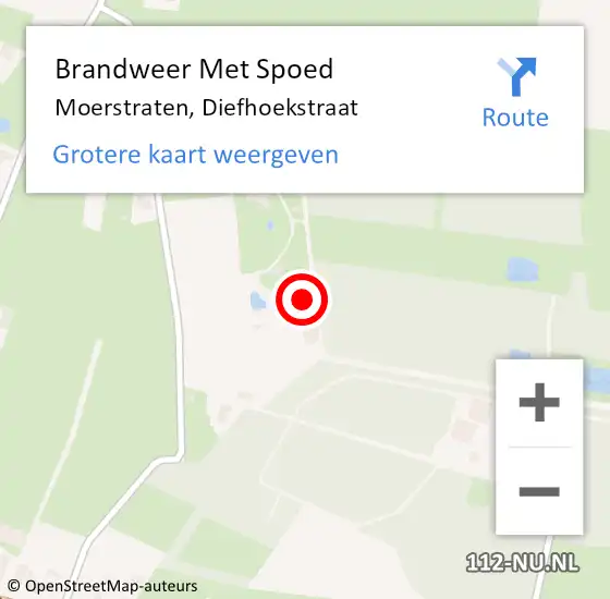 Locatie op kaart van de 112 melding: Brandweer Met Spoed Naar Moerstraten, Diefhoekstraat op 19 mei 2024 18:13