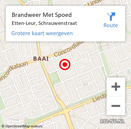 Locatie op kaart van de 112 melding: Brandweer Met Spoed Naar Etten-Leur, Schrauwenstraat op 19 mei 2024 18:15