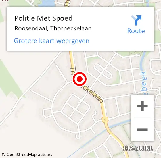 Locatie op kaart van de 112 melding: Politie Met Spoed Naar Roosendaal, Thorbeckelaan op 19 mei 2024 18:25