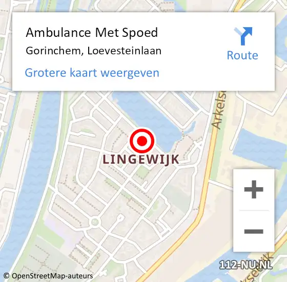 Locatie op kaart van de 112 melding: Ambulance Met Spoed Naar Gorinchem, Loevesteinlaan op 19 mei 2024 18:25