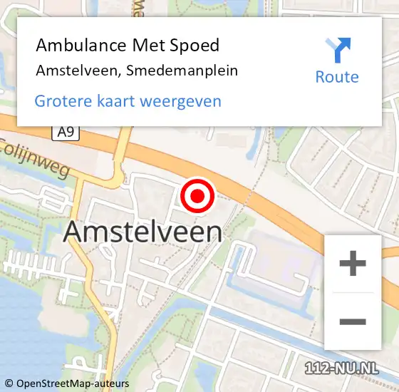 Locatie op kaart van de 112 melding: Ambulance Met Spoed Naar Amstelveen, Smedemanplein op 19 mei 2024 18:30