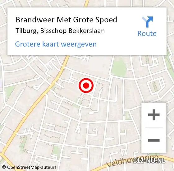 Locatie op kaart van de 112 melding: Brandweer Met Grote Spoed Naar Tilburg, Bisschop Bekkerslaan op 19 mei 2024 18:41