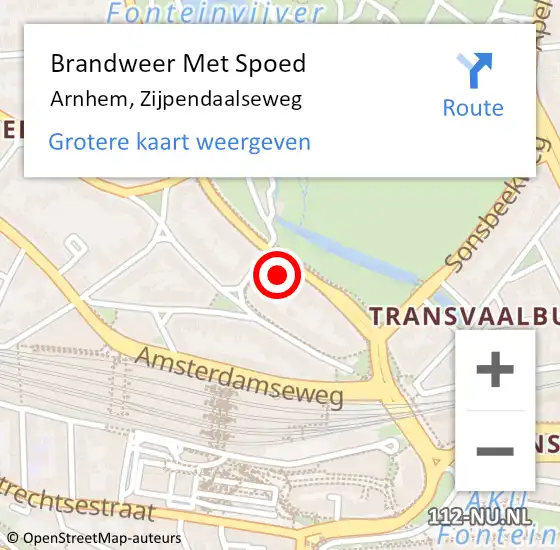 Locatie op kaart van de 112 melding: Brandweer Met Spoed Naar Arnhem, Zijpendaalseweg op 19 mei 2024 18:41