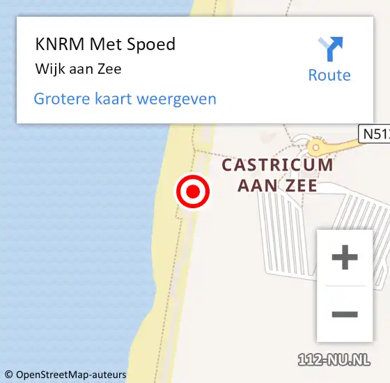 Locatie op kaart van de 112 melding: KNRM Met Spoed Naar Wijk aan Zee op 19 mei 2024 18:43