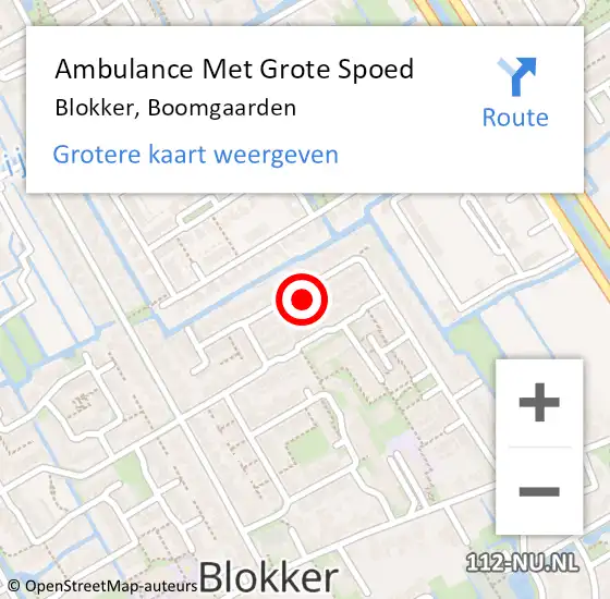 Locatie op kaart van de 112 melding: Ambulance Met Grote Spoed Naar Blokker, Boomgaarden op 19 mei 2024 18:51