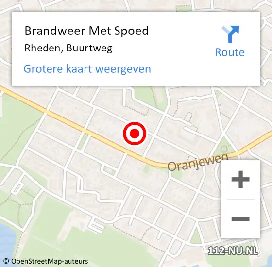 Locatie op kaart van de 112 melding: Brandweer Met Spoed Naar Rheden, Buurtweg op 19 mei 2024 19:00