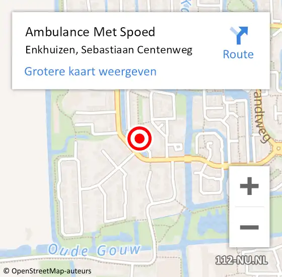 Locatie op kaart van de 112 melding: Ambulance Met Spoed Naar Enkhuizen, Sebastiaan Centenweg op 19 mei 2024 19:01