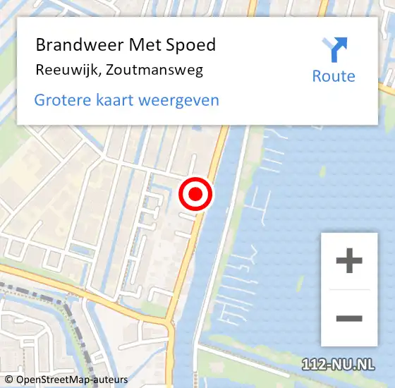 Locatie op kaart van de 112 melding: Brandweer Met Spoed Naar Reeuwijk, Zoutmansweg op 19 mei 2024 19:02
