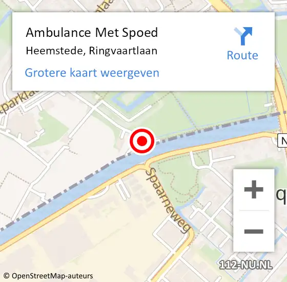 Locatie op kaart van de 112 melding: Ambulance Met Spoed Naar Heemstede, Ringvaartlaan op 19 mei 2024 19:14