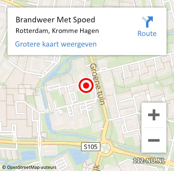 Locatie op kaart van de 112 melding: Brandweer Met Spoed Naar Rotterdam, Kromme Hagen op 19 mei 2024 19:20