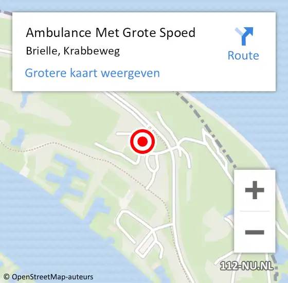Locatie op kaart van de 112 melding: Ambulance Met Grote Spoed Naar Brielle, Krabbeweg op 19 mei 2024 19:22