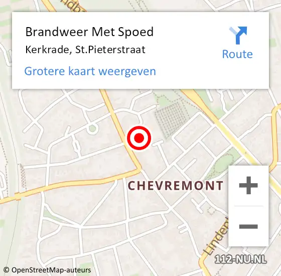 Locatie op kaart van de 112 melding: Brandweer Met Spoed Naar Kerkrade, St.Pieterstraat op 19 mei 2024 19:25